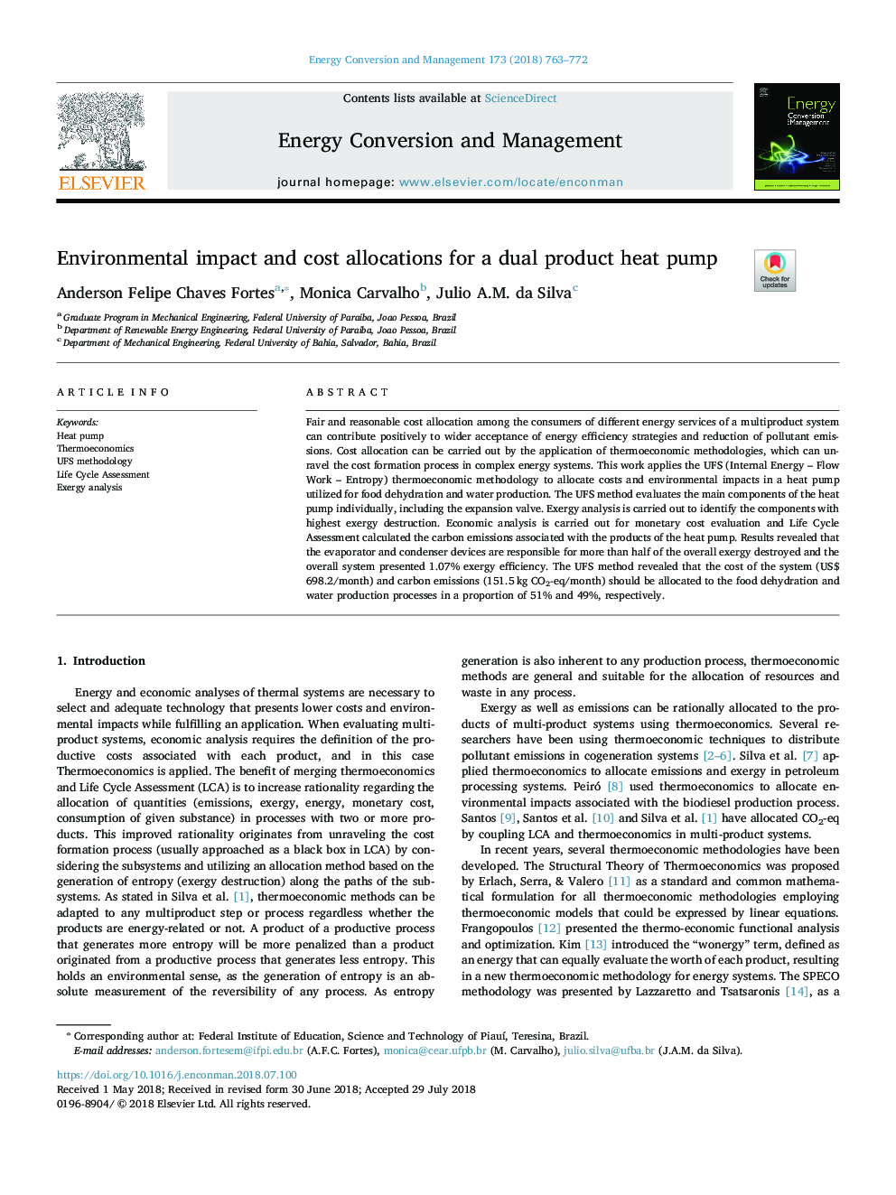 Environmental impact and cost allocations for a dual product heat pump