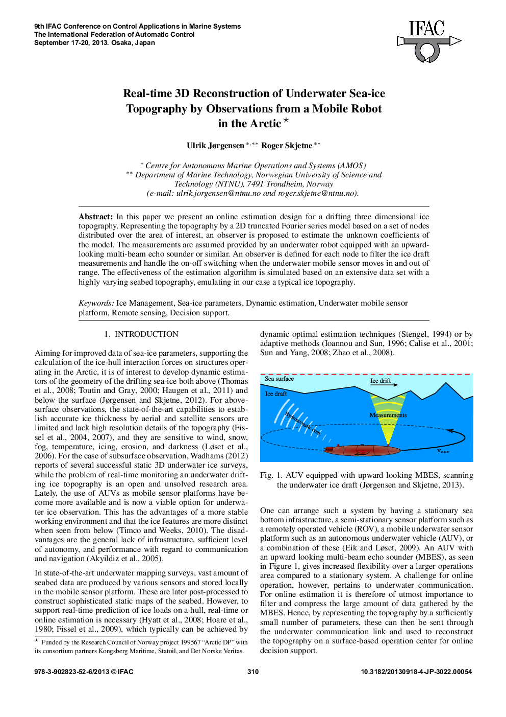 Real-time 3D Reconstruction of Underwater Sea-ice Topography by Observations from a Mobile Robot in the Arctic 