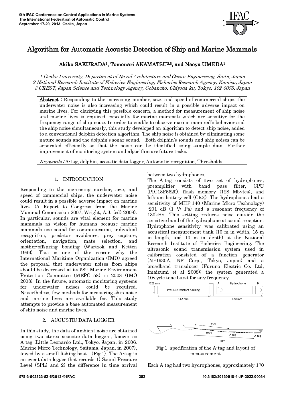 Algorithm for Automatic Acoustic Detection of Ship and Marine Mammals