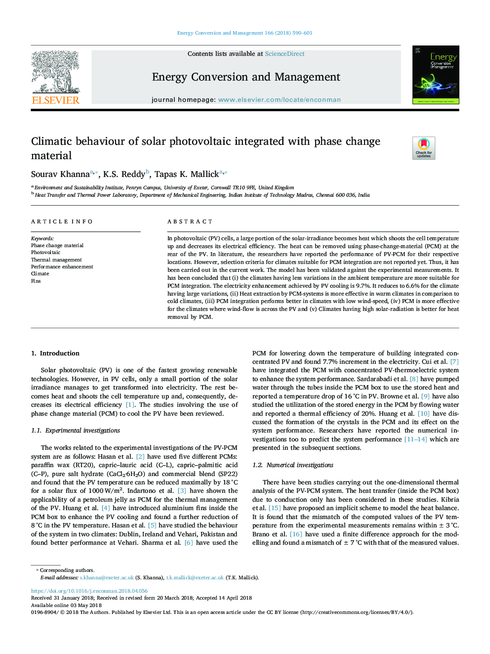 Climatic behaviour of solar photovoltaic integrated with phase change material