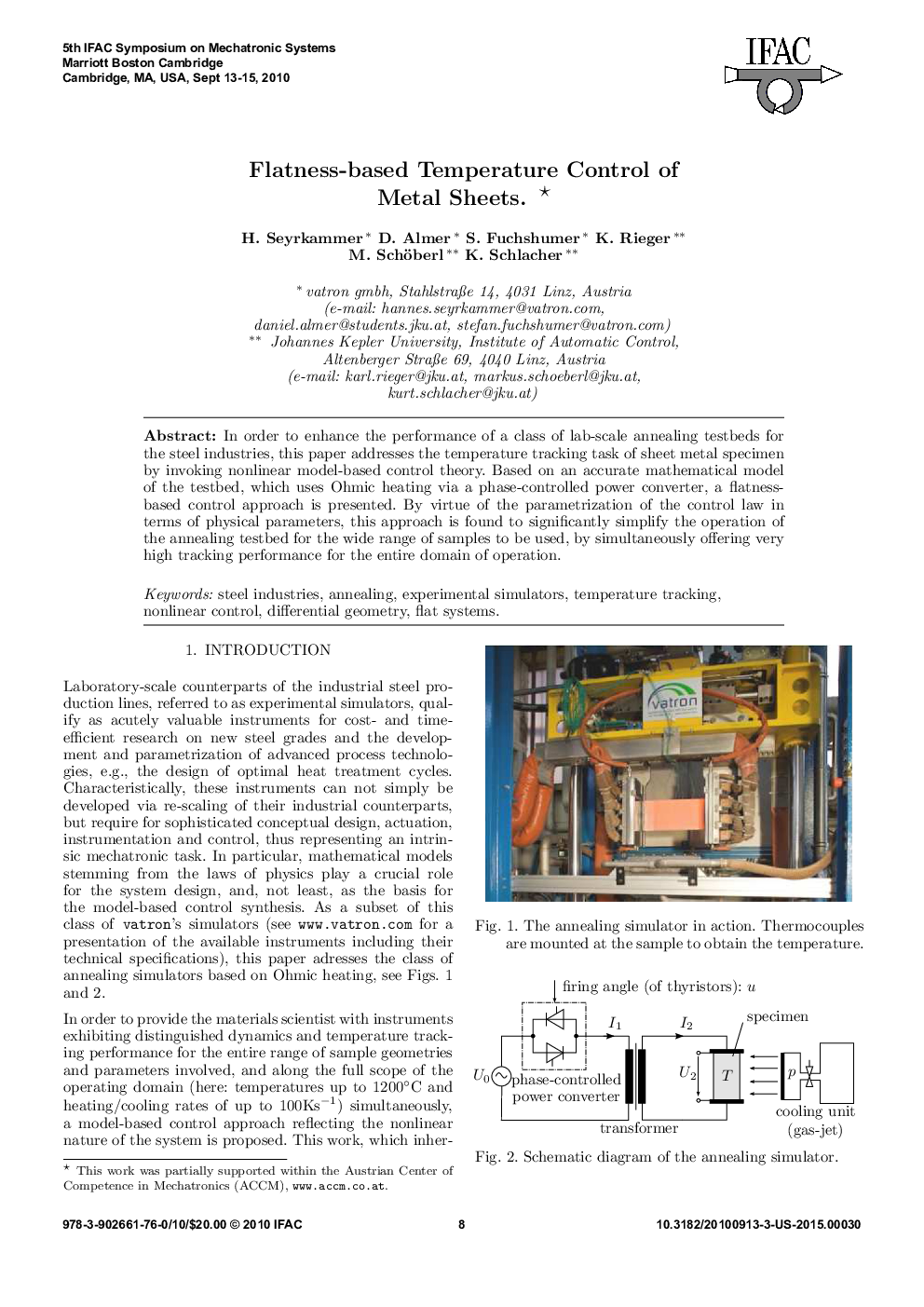 عکس صفحه اول مقاله: Flatness-based Temperature Control of Metal Sheets. Flatness-based Temperature Control of Metal Sheets.