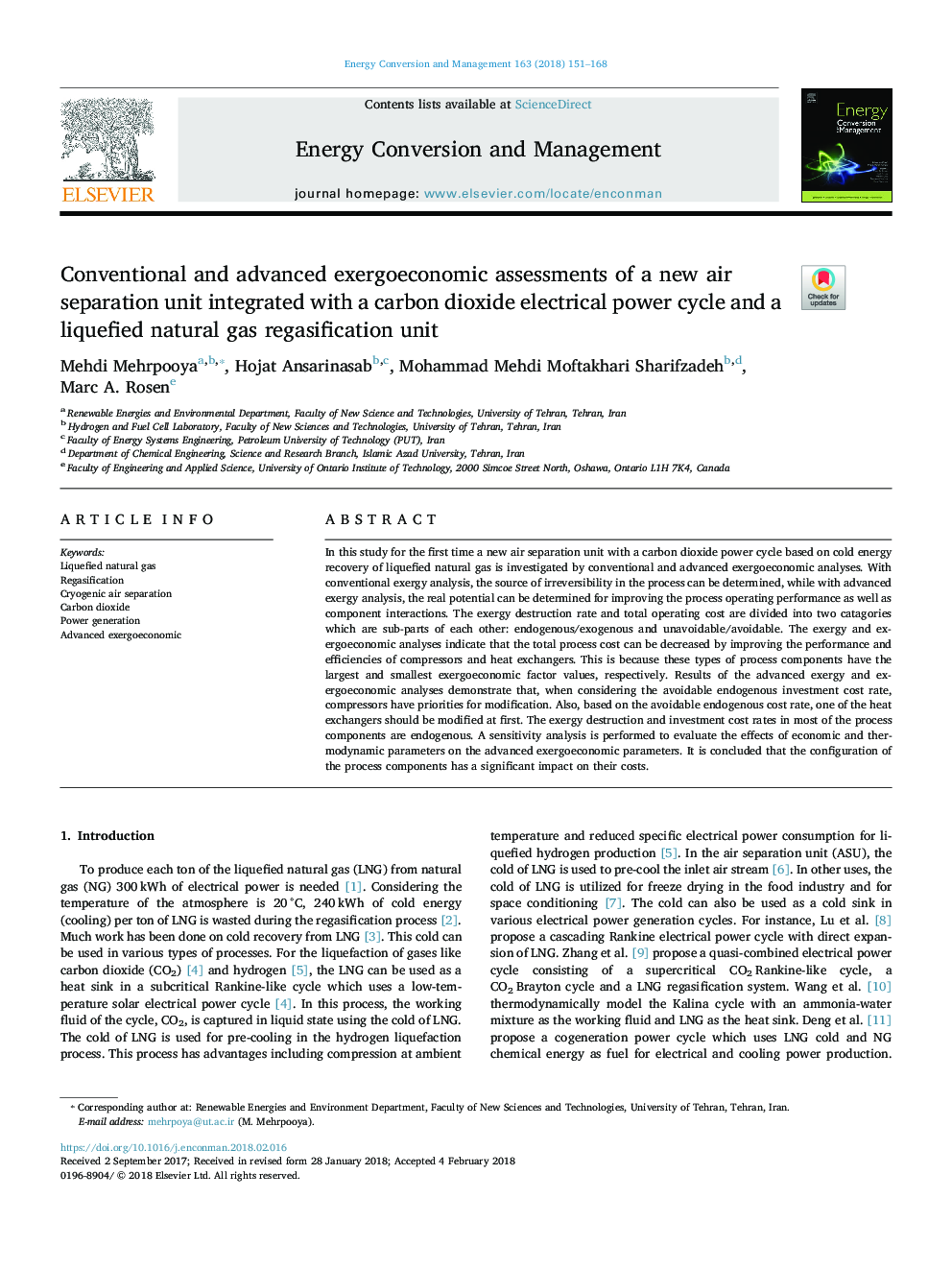 Conventional and advanced exergoeconomic assessments of a new air separation unit integrated with a carbon dioxide electrical power cycle and a liquefied natural gas regasification unit