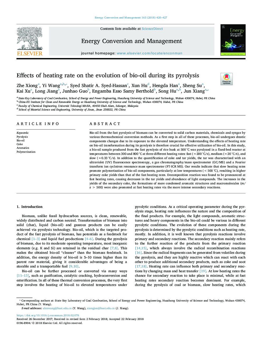 Effects of heating rate on the evolution of bio-oil during its pyrolysis