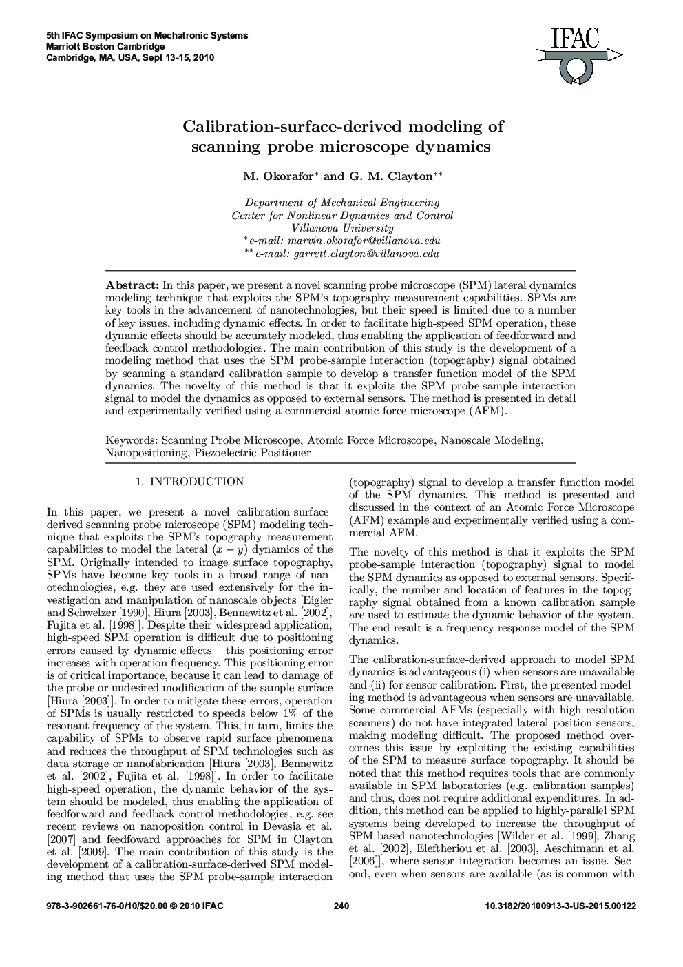 Calibration-surface-derived modeling of scanning probe microscope dynamics