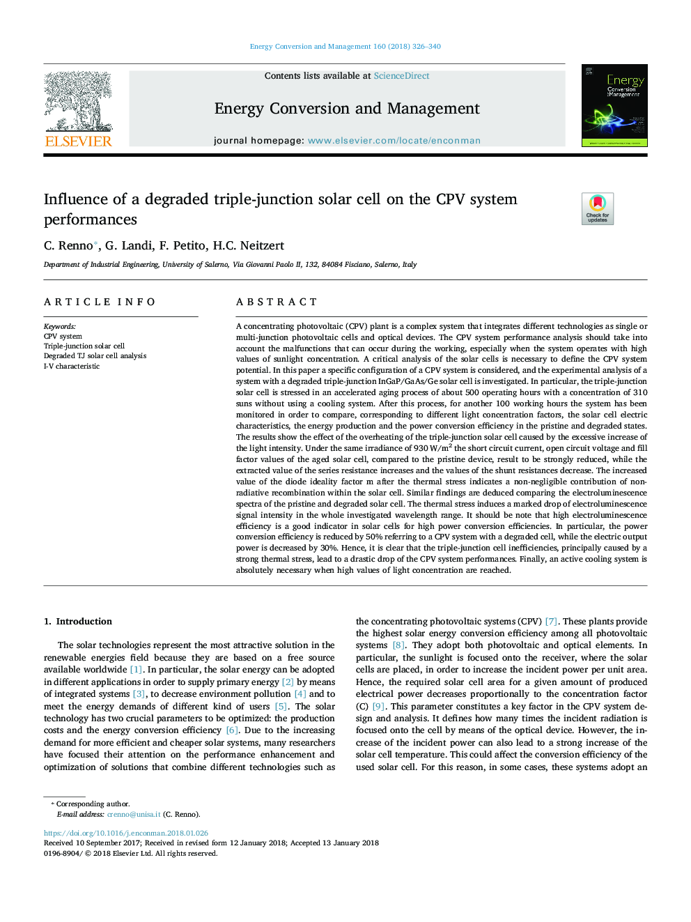 Influence of a degraded triple-junction solar cell on the CPV system performances