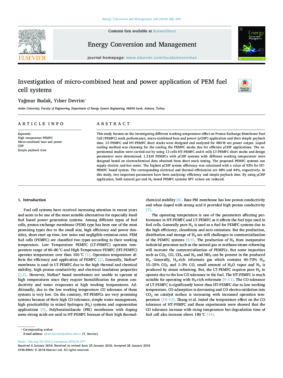 Investigation of micro-combined heat and power application of PEM fuel cell systems