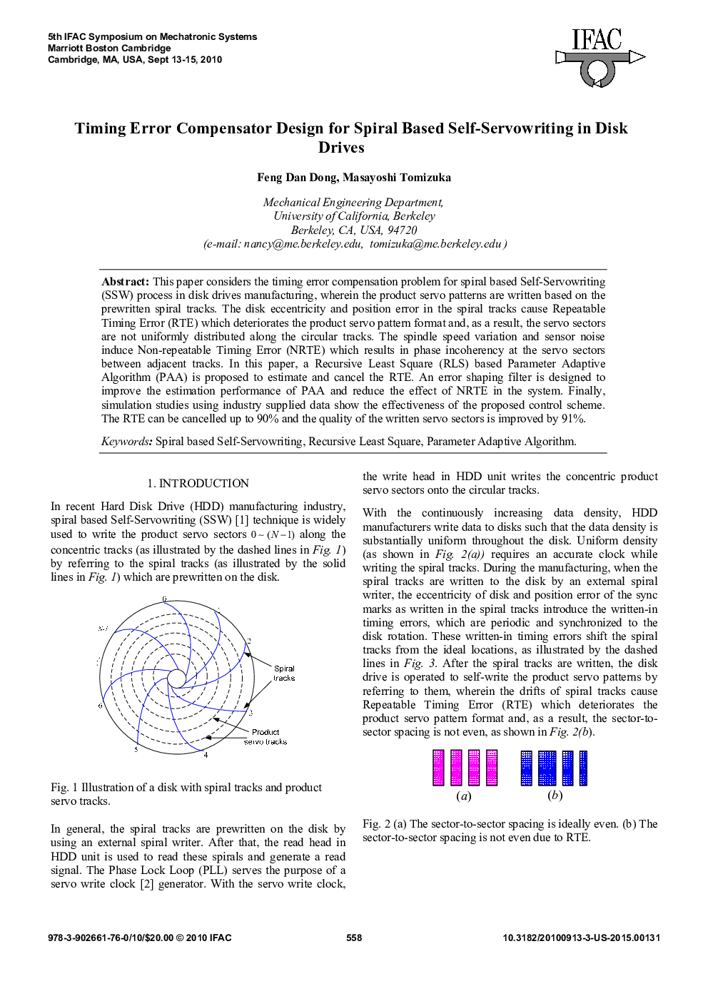 عکس صفحه اول مقاله: Timing Error Compensator Design for Spiral Based Self-Servowriting in Disk Drives Timing Error Compensator Design for Spiral Based Self-Servowriting in Disk Drives