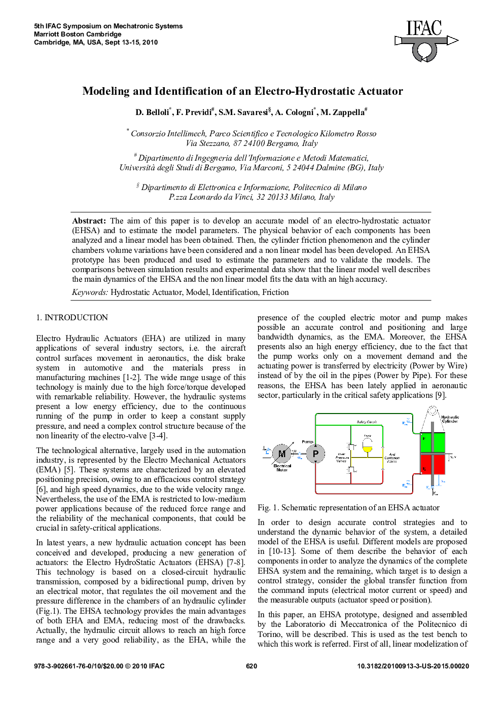 Modeling and Identification of an Electro-Hydrostatic Actuator