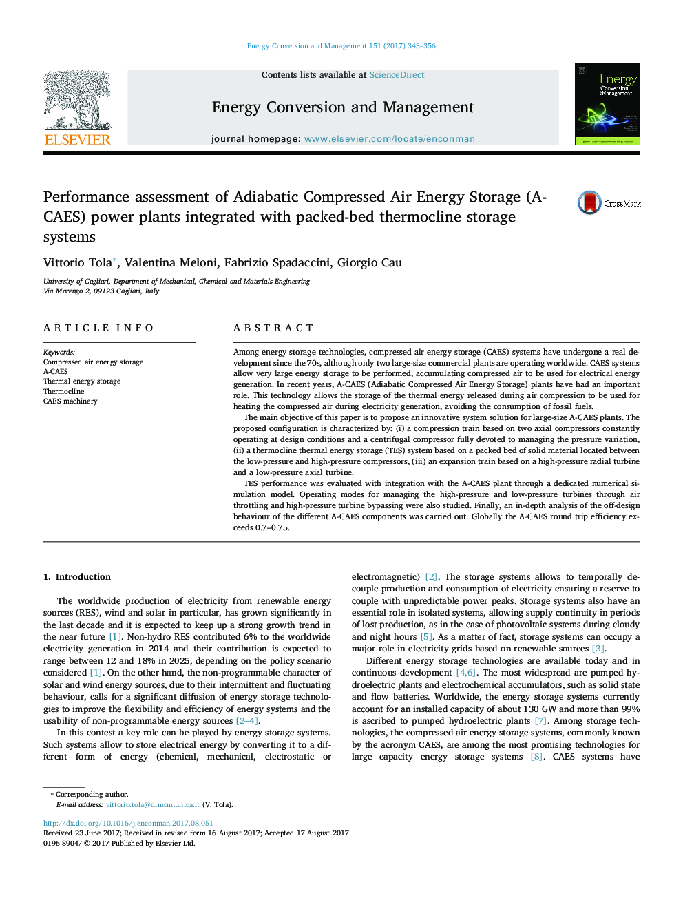 Performance assessment of Adiabatic Compressed Air Energy Storage (A-CAES) power plants integrated with packed-bed thermocline storage systems