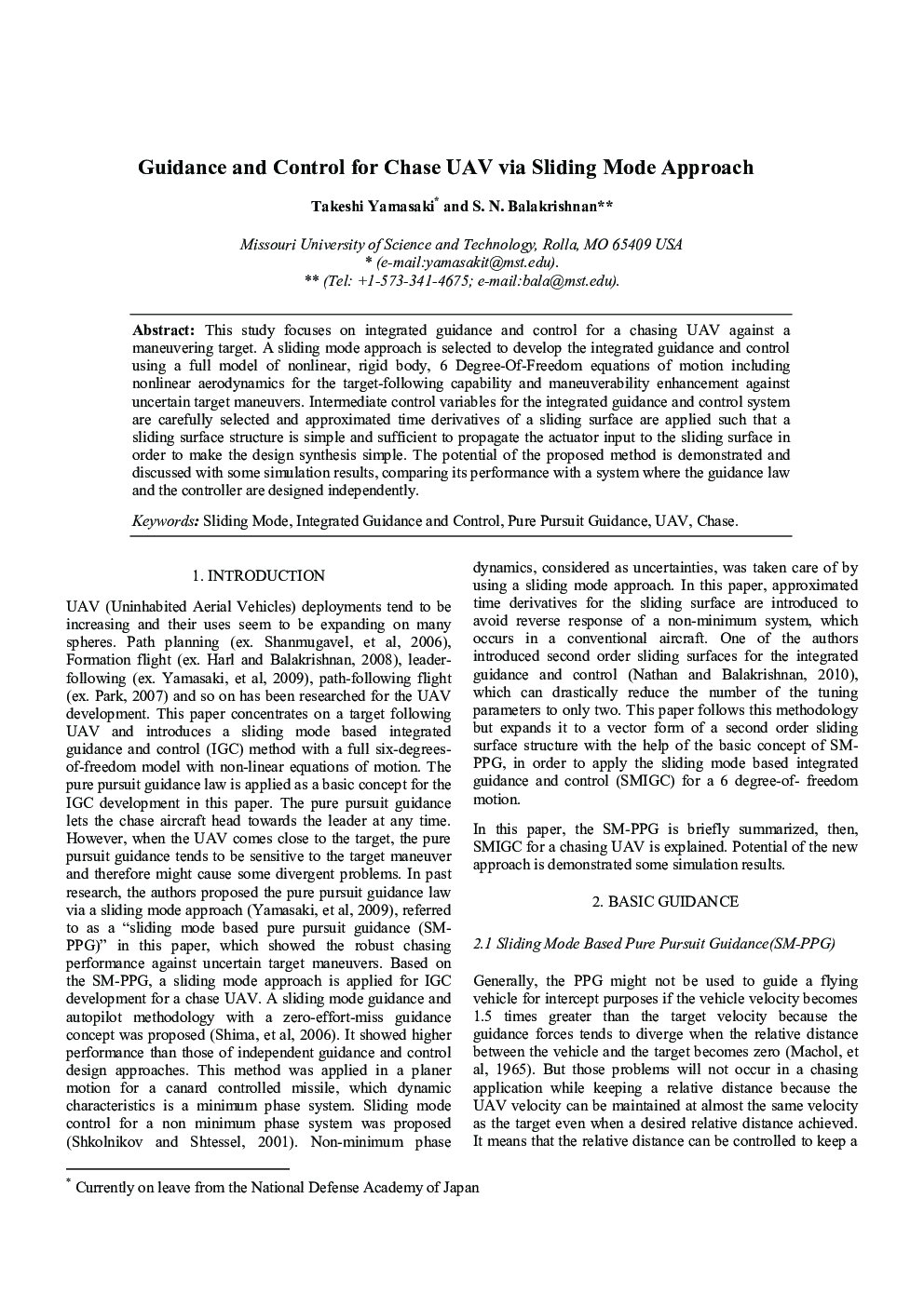 Guidance and Control for Chase UAV via Sliding Mode Approach