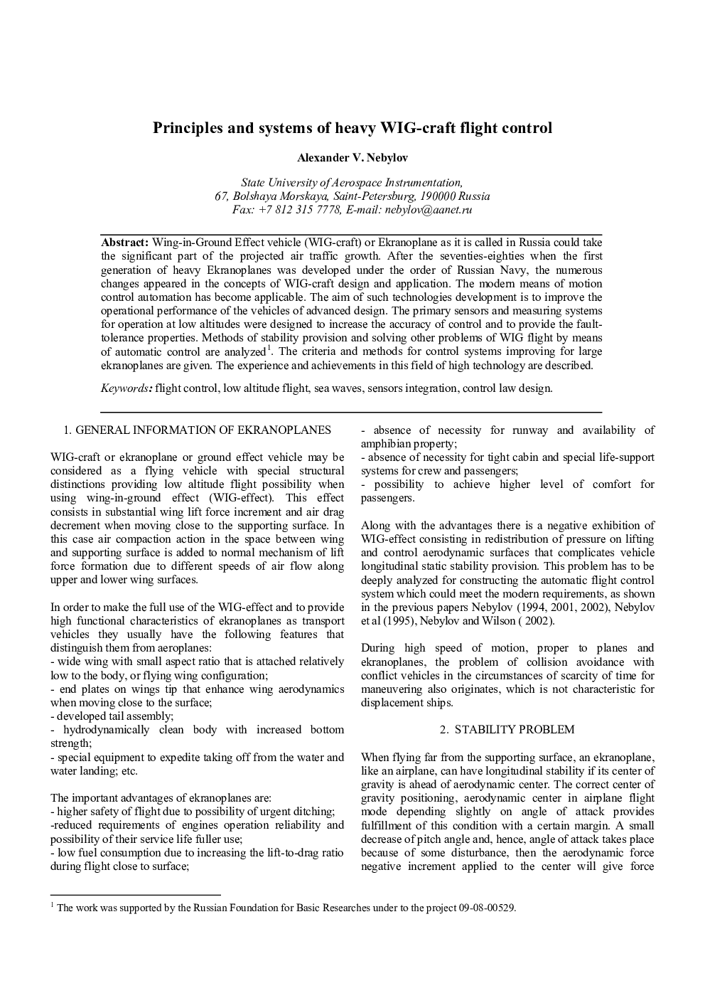 Principles and systems of heavy WIG-craft flight control 