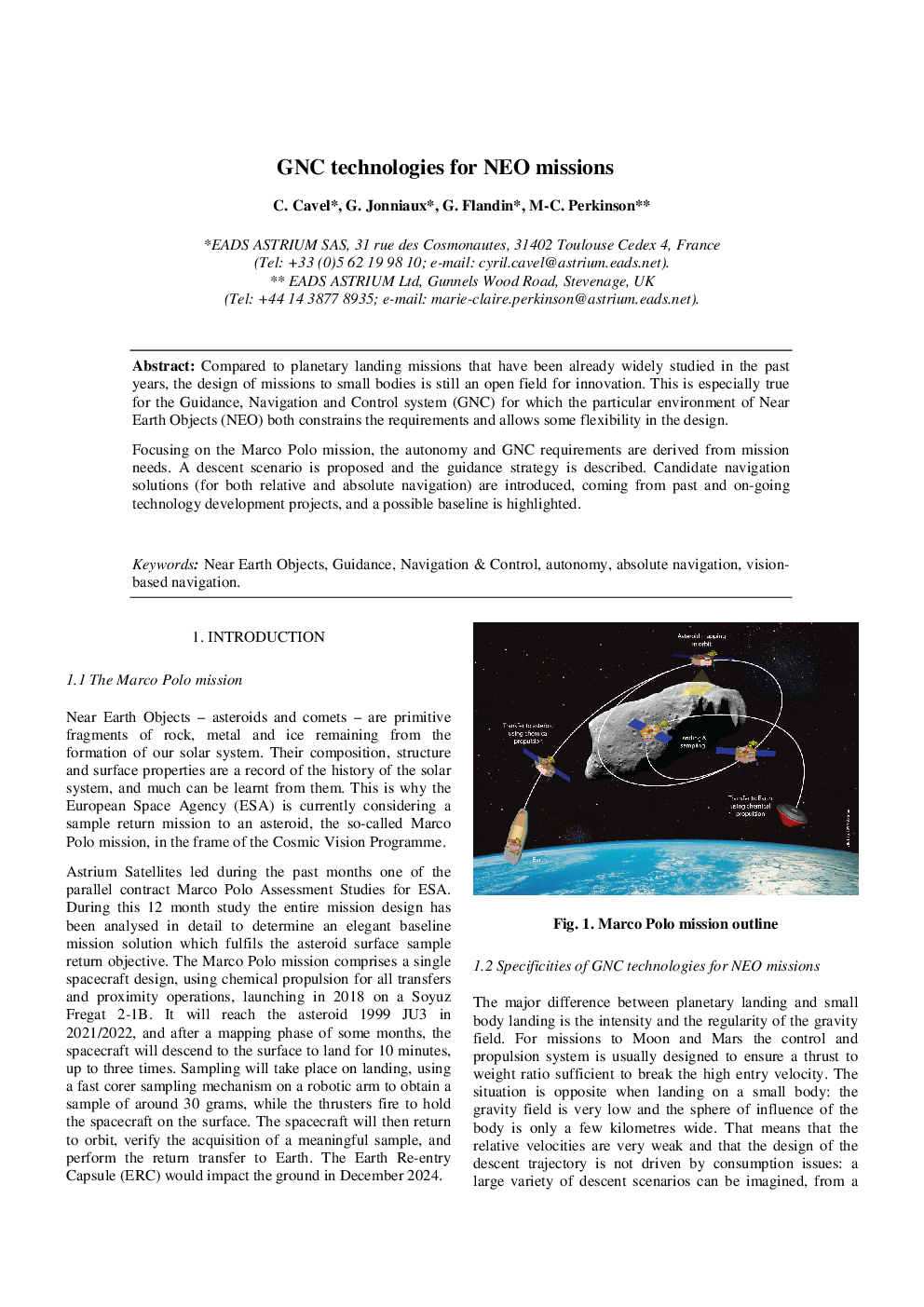 GNC technologies for NEO missions