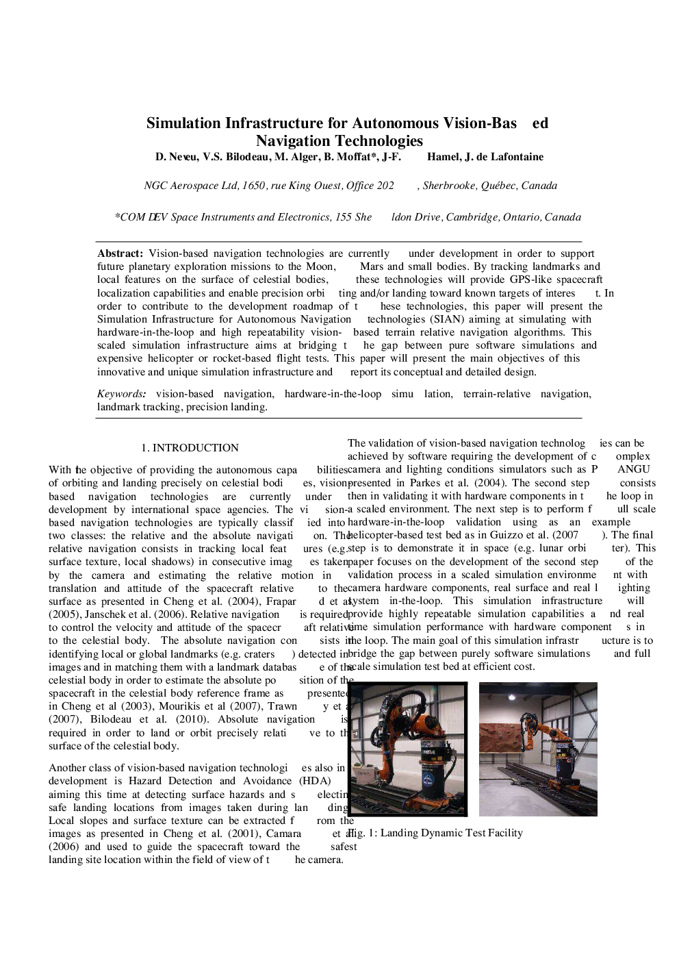 عکس صفحه اول مقاله: Simulation Infrastructure for Autonomous Vision-Based Navigation Technologies Simulation Infrastructure for Autonomous Vision-Based Navigation Technologies