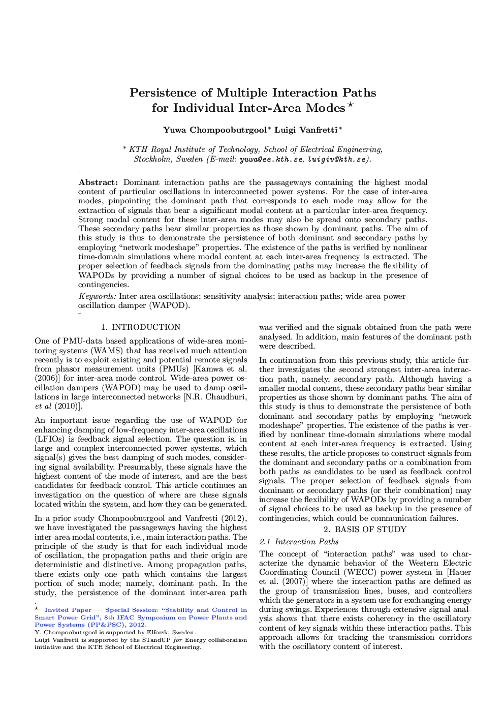 Persistence of Multiple Interaction Paths for Individual Inter-Area Modes 