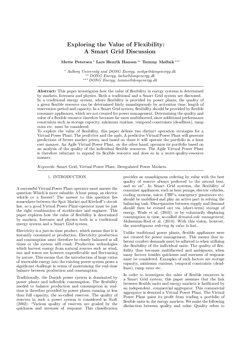 Exploring the Value of Flexibility: A Smart Grid Discussion