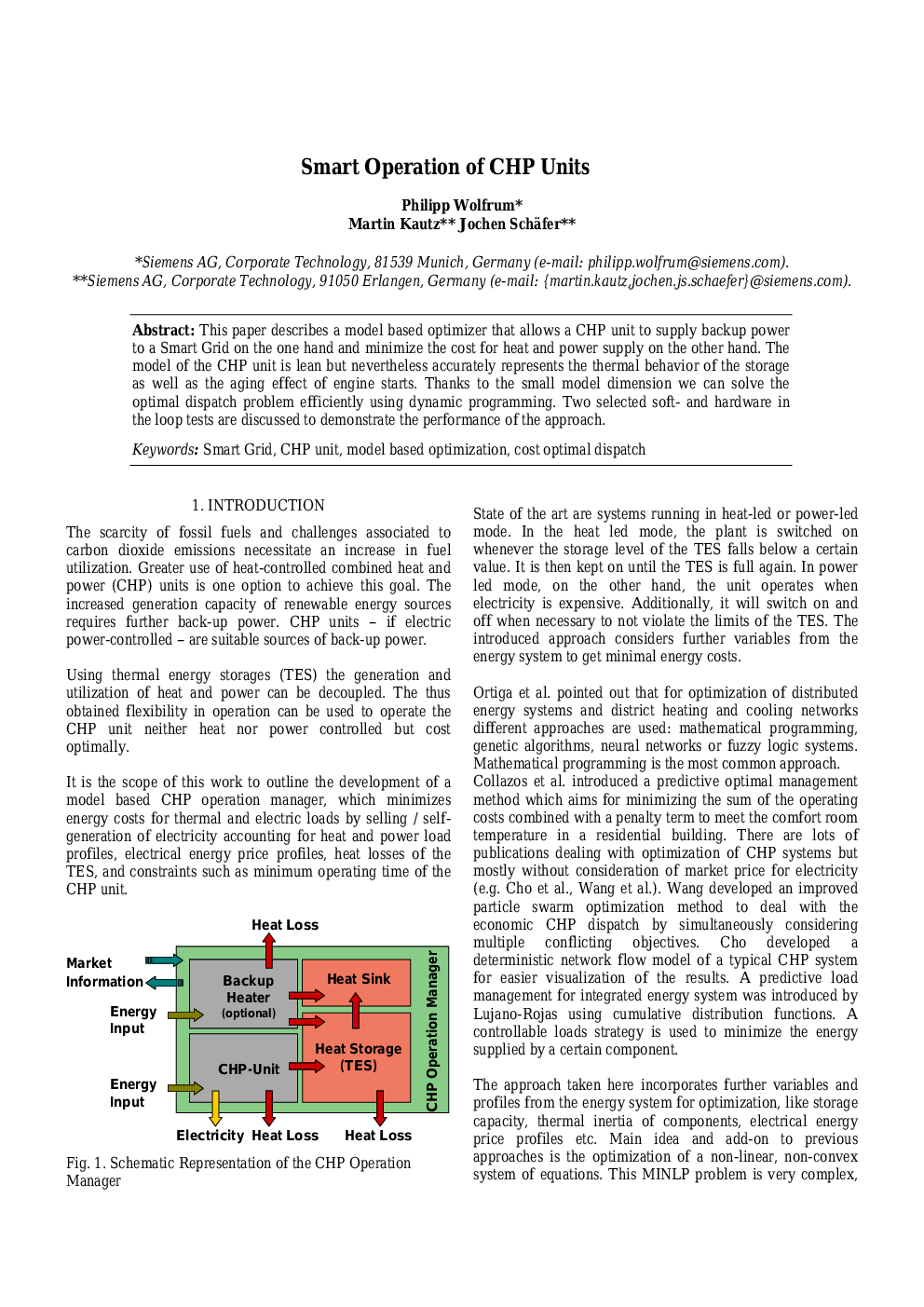 Smart Operation of CHP Units