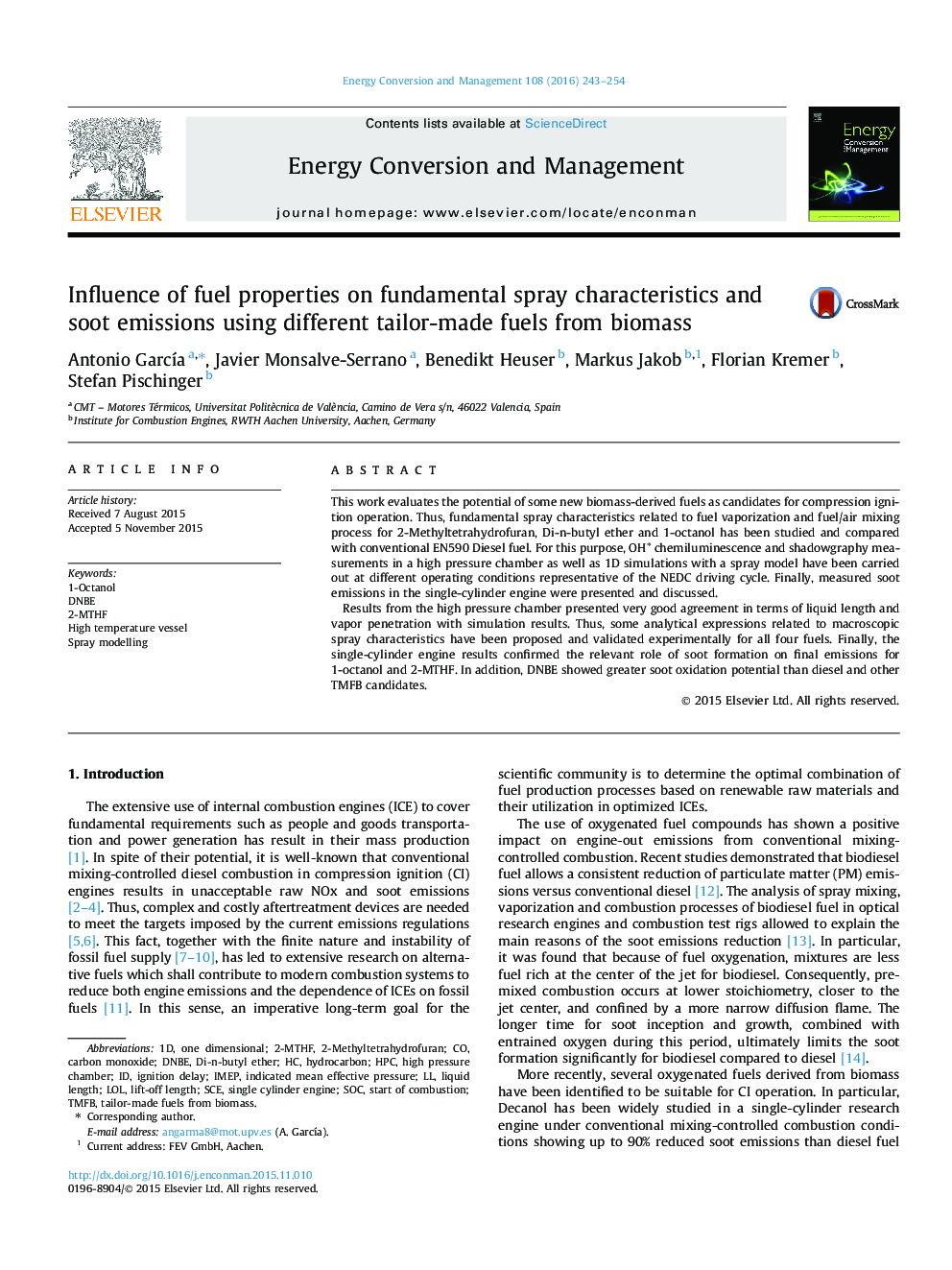 Influence of fuel properties on fundamental spray characteristics and soot emissions using different tailor-made fuels from biomass