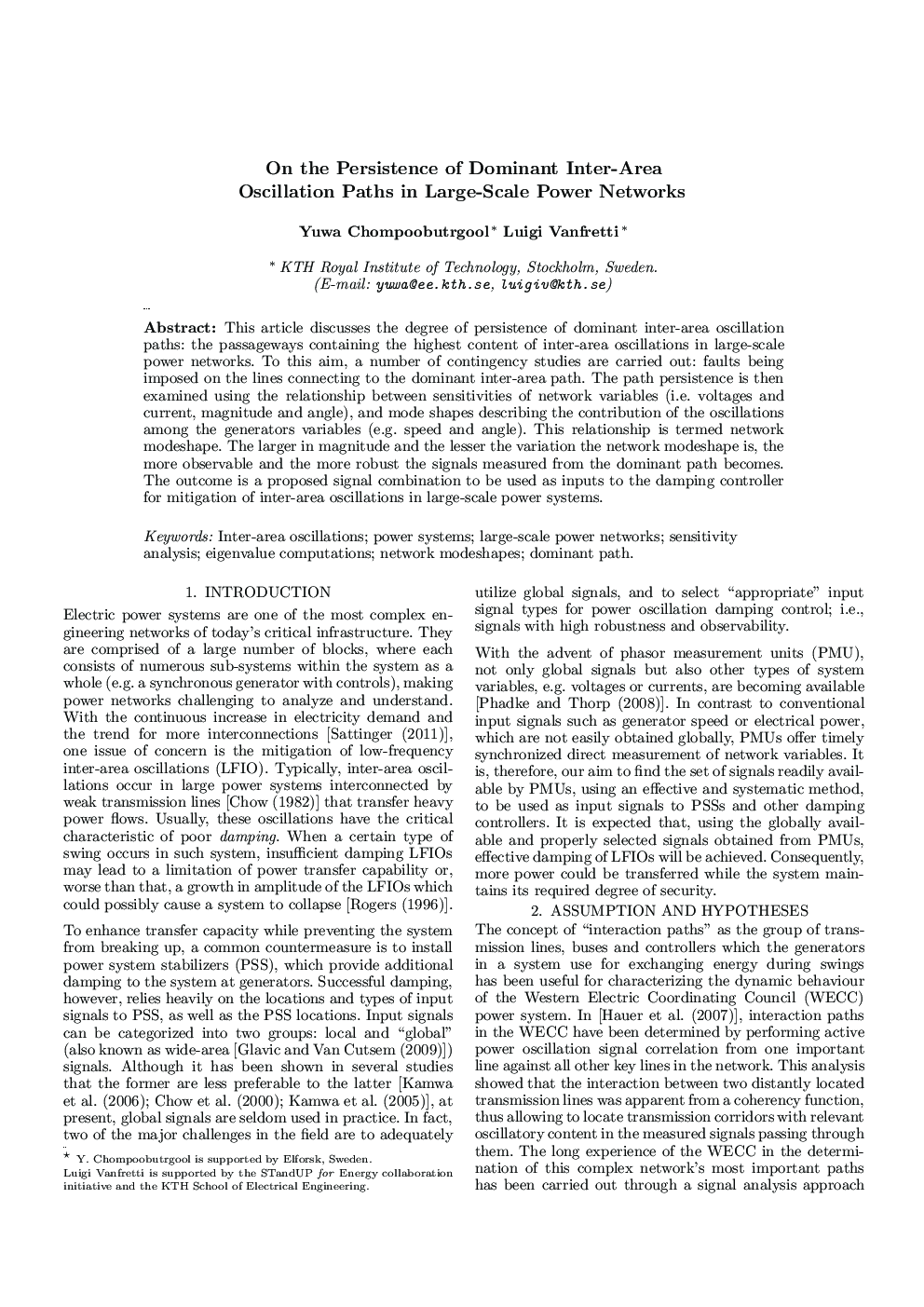 On the Persistence of Dominant Inter-Area Oscillation Paths in Large-Scale Power Networks 