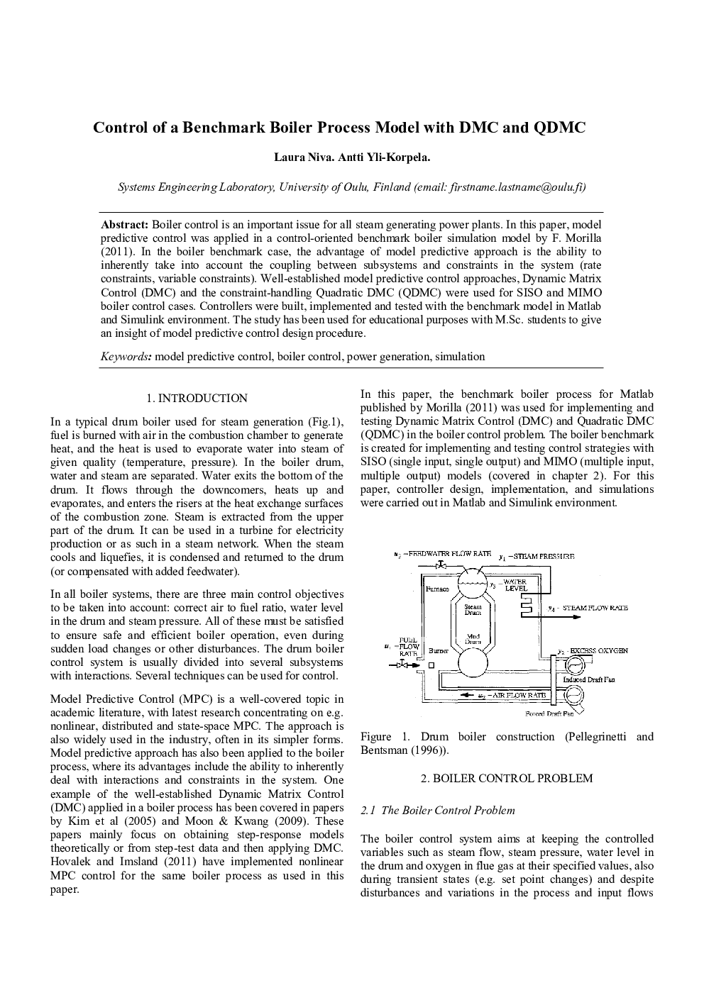 Control of a Benchmark Boiler Process Model with DMC and QDMC