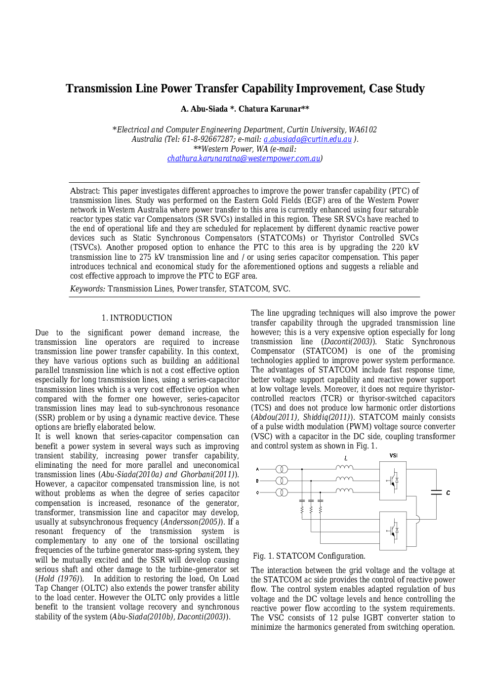 Transmission Line Power Transfer Capability Improvement, Case Study