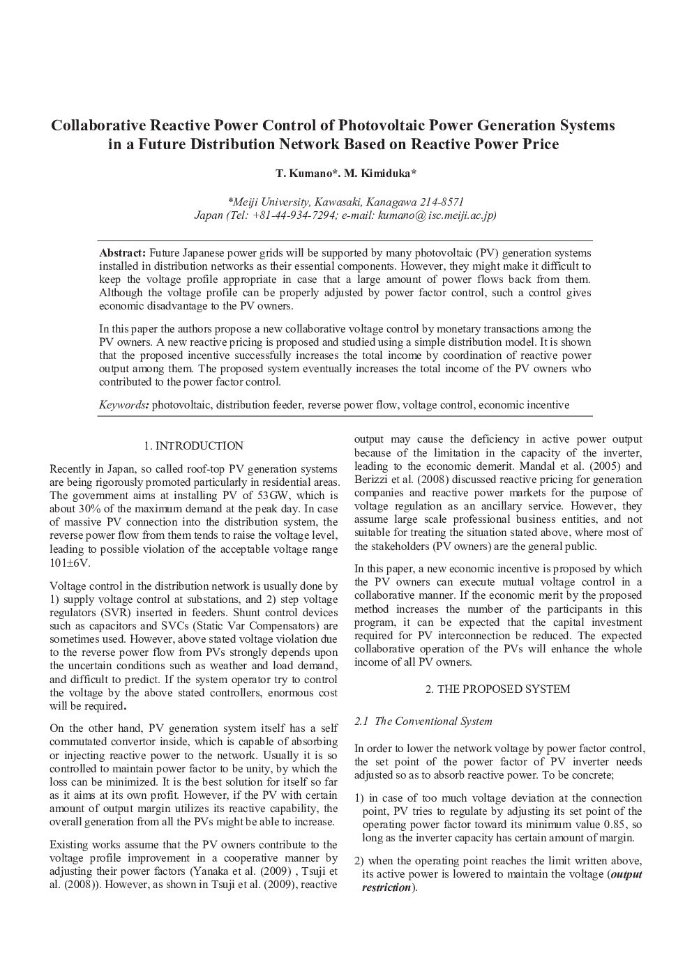 Collaborative Reactive Power Control of Photovoltaic Power Generation Systems in a Future Distribution Network Based on Reactive Power Price