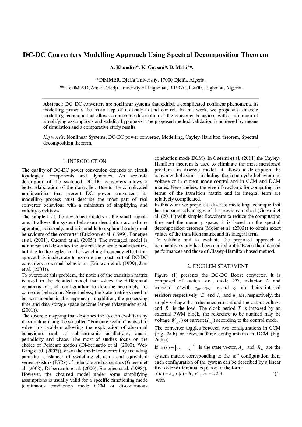 DC-DC Converters Modelling Approach Using Spectral Decomposition Theorem