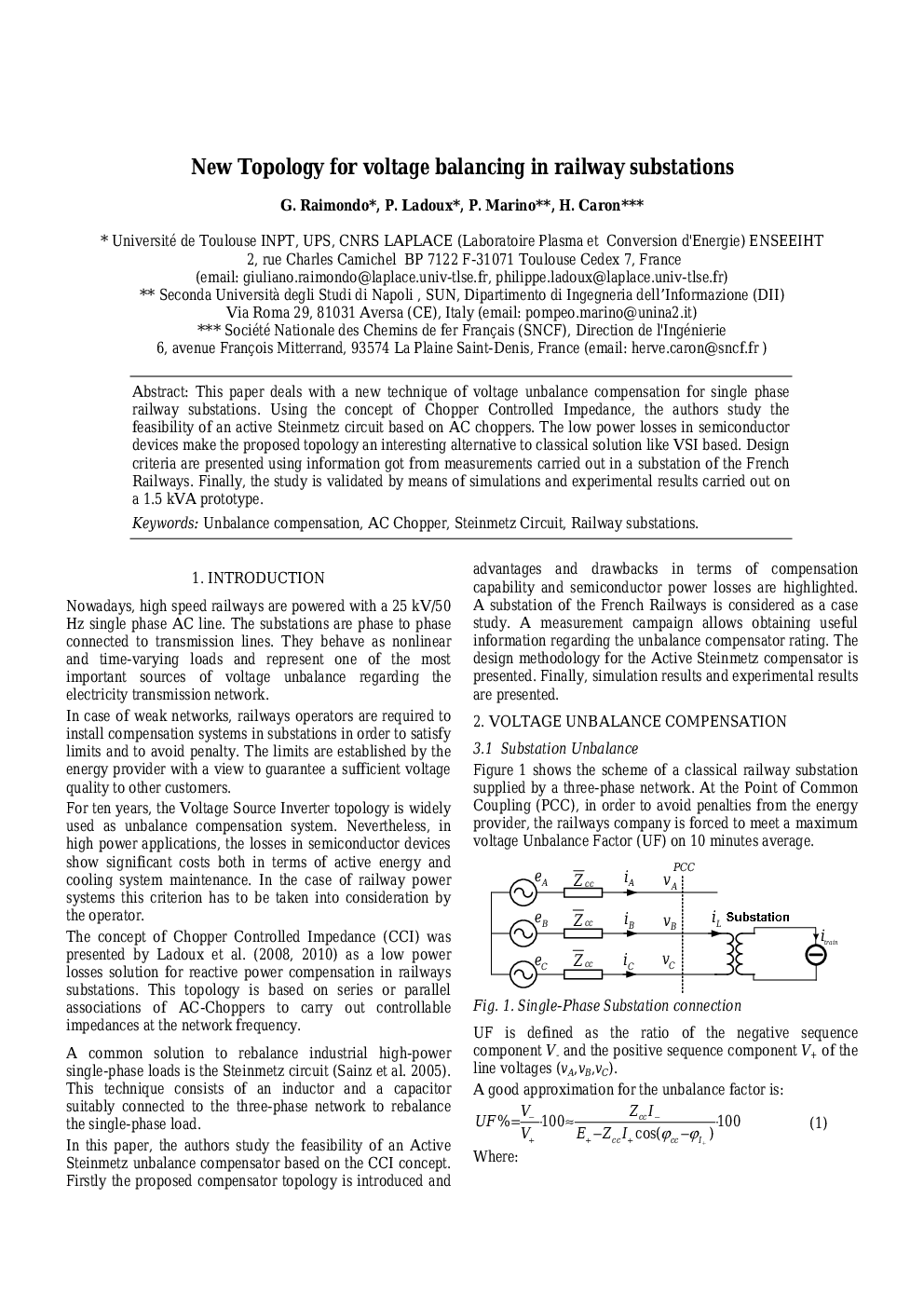 New Topology for voltage balancing in railway substations