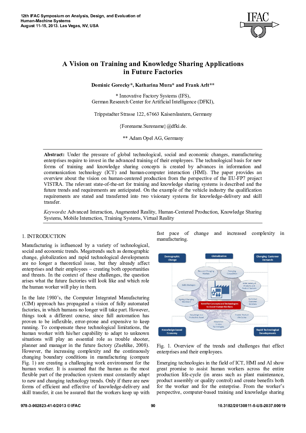 A Vision on Training and Knowledge Sharing Applications in Future Factories
