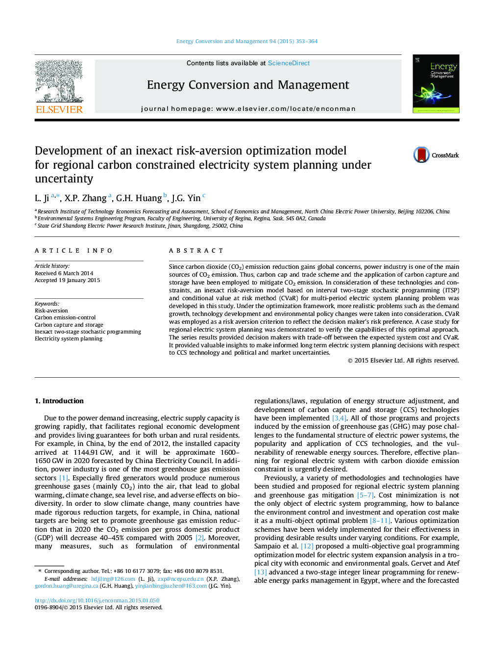 Development of an inexact risk-aversion optimization model for regional carbon constrained electricity system planning under uncertainty