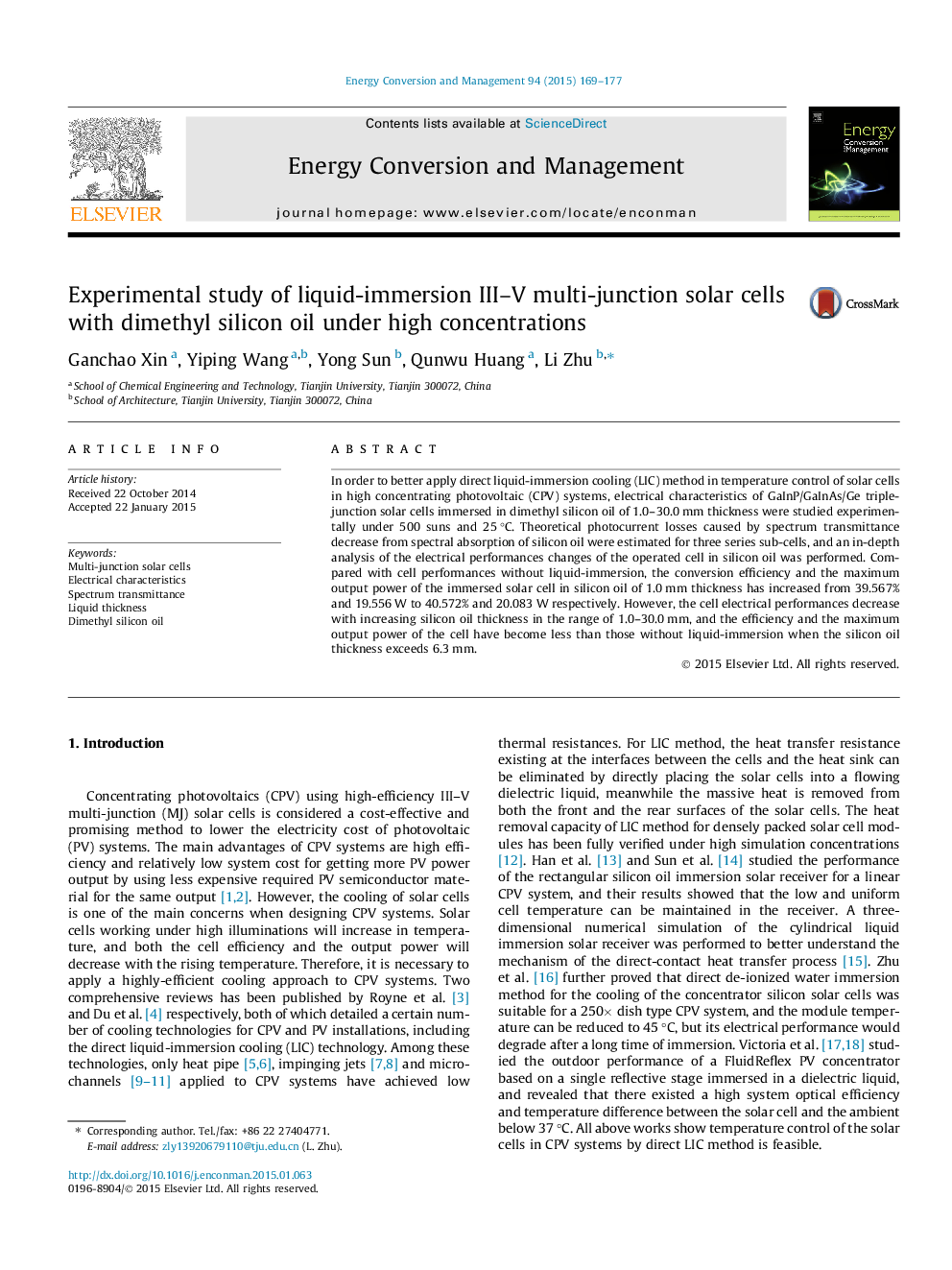 Experimental study of liquid-immersion III-V multi-junction solar cells with dimethyl silicon oil under high concentrations