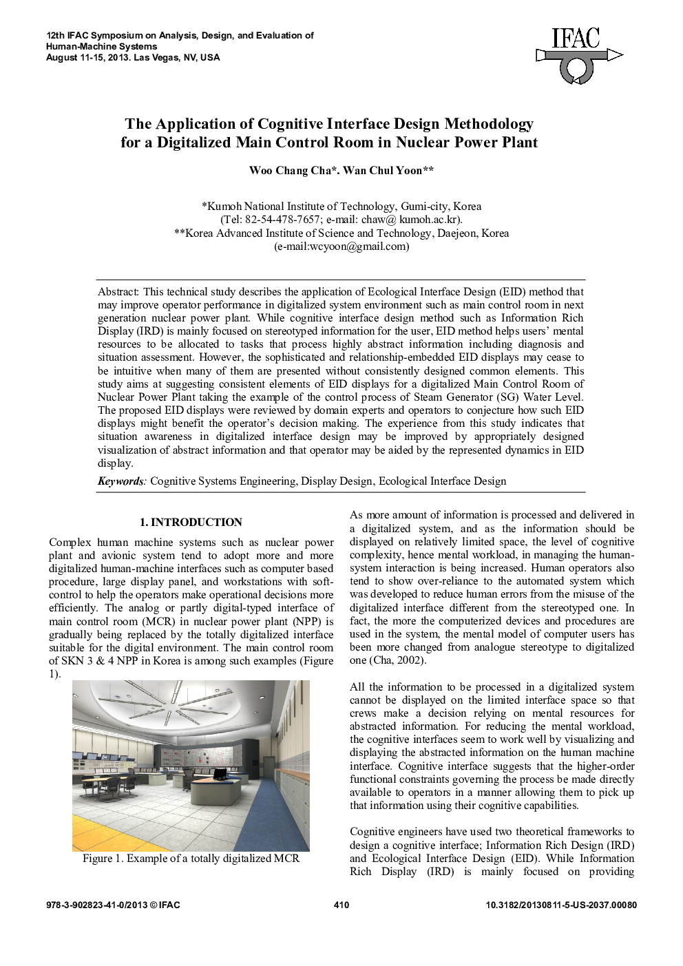 The Application of Cognitive Interface Design Methodology for a Digitalized Main Control Room in Nuclear Power Plant