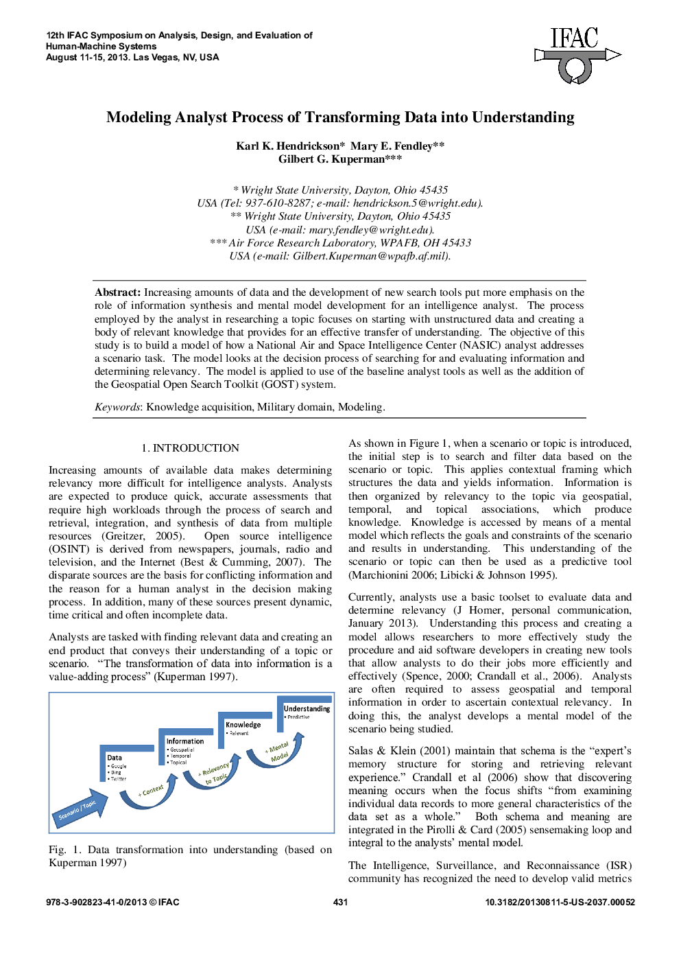 Modeling Analyst Process of Transforming Data into Understanding
