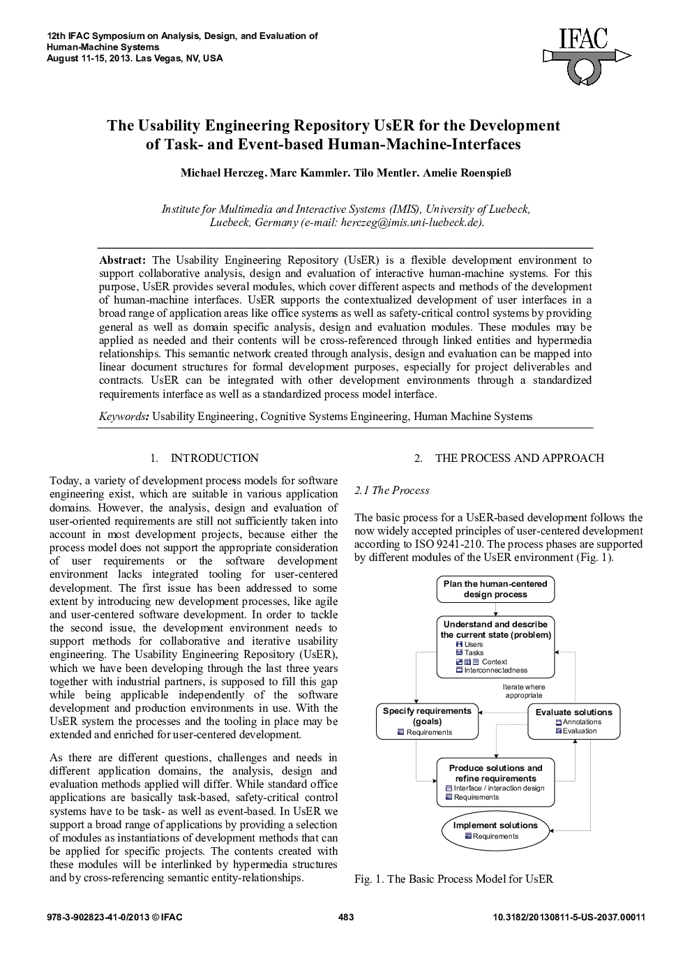 The Usability Engineering Repository UsER for the Development of Task- and Event-based Human-Machine-Interfaces
