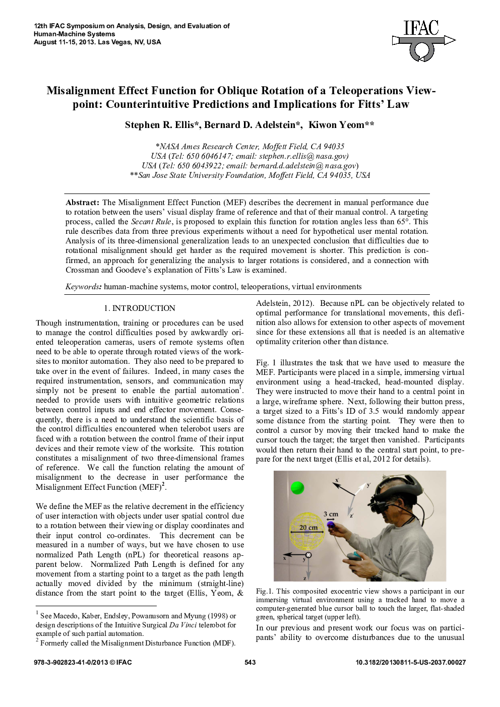 Misalignment Effect Function for Oblique Rotation of a Teleoperations Viewpoint: Counterintuitive Predictions and Implications for Fitts' Law