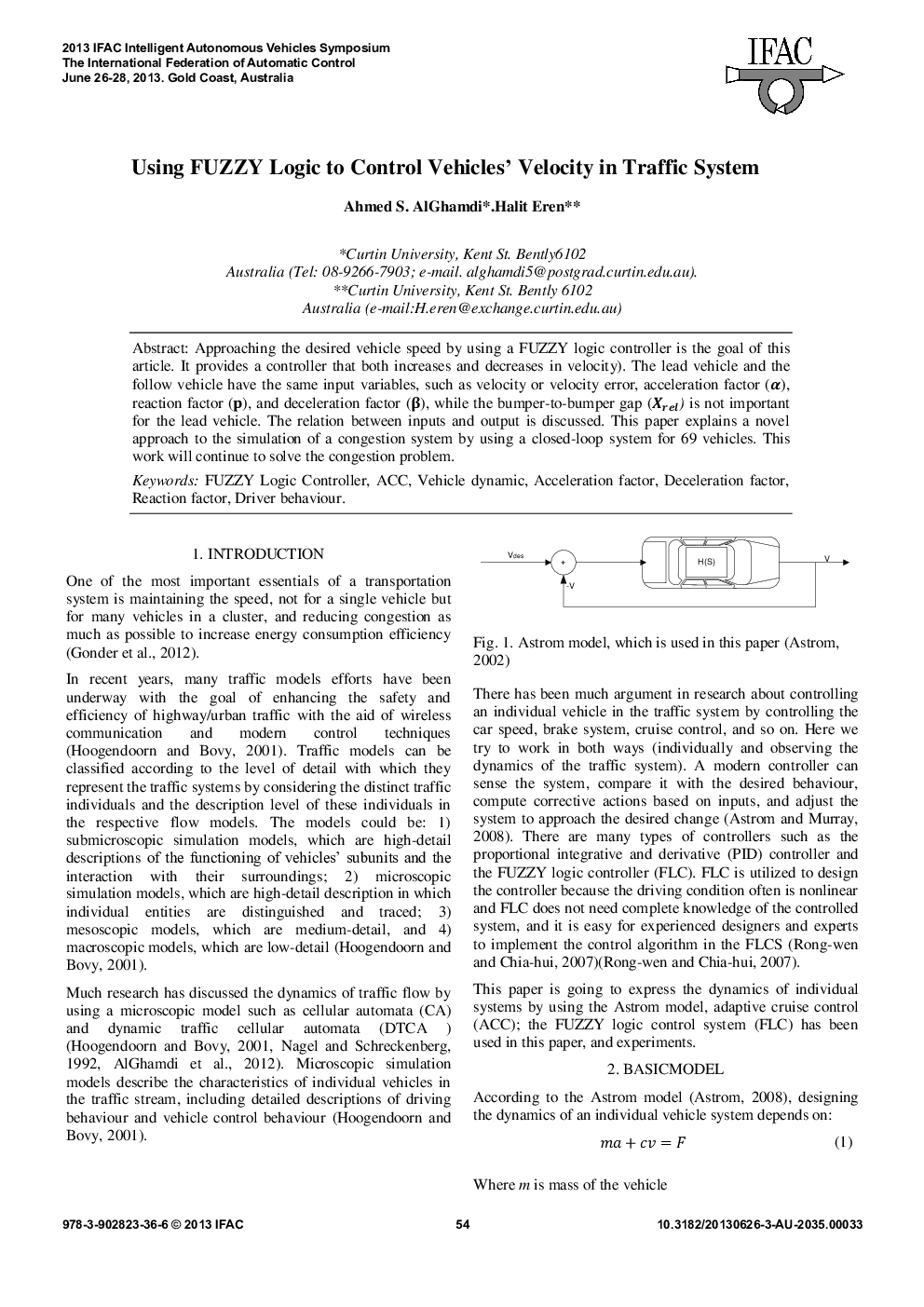 Using FUZZY Logic to Control Vehicles' Velocity in Traffic System