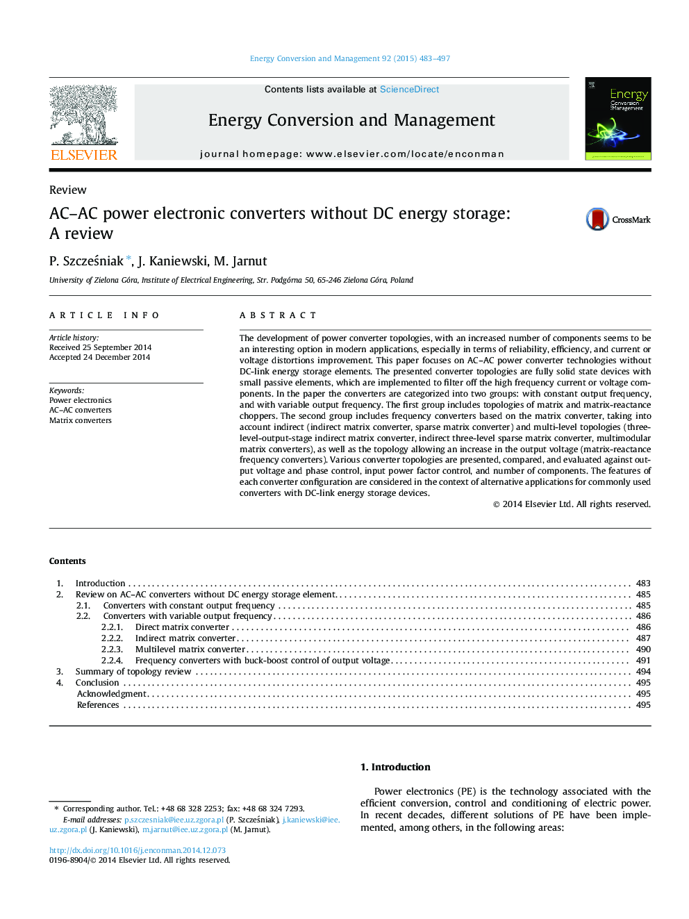 AC-AC power electronic converters without DC energy storage: A review