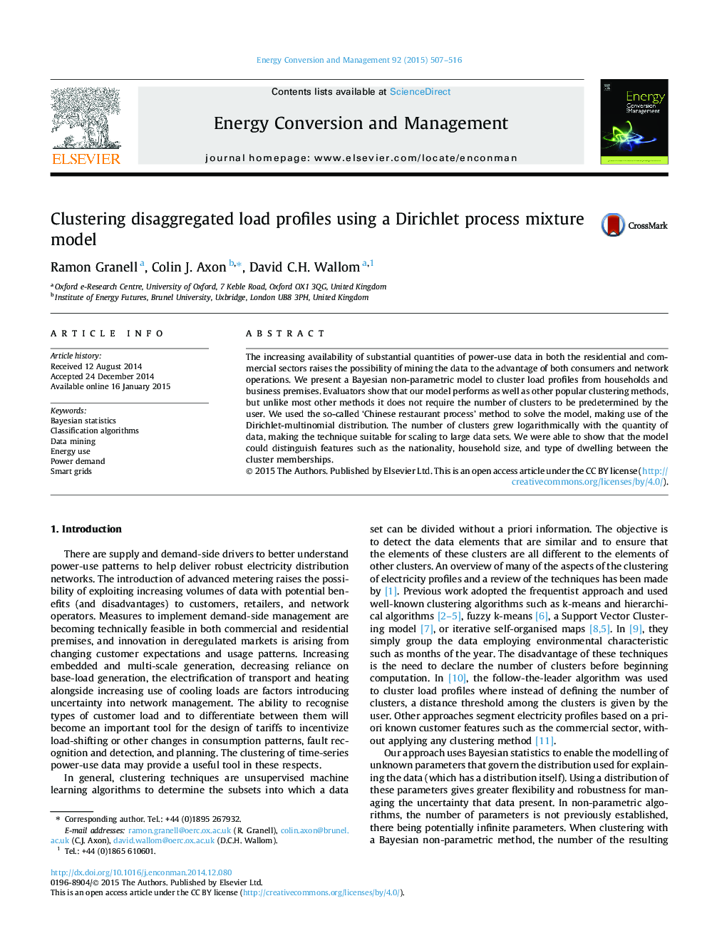 Clustering disaggregated load profiles using a Dirichlet process mixture model