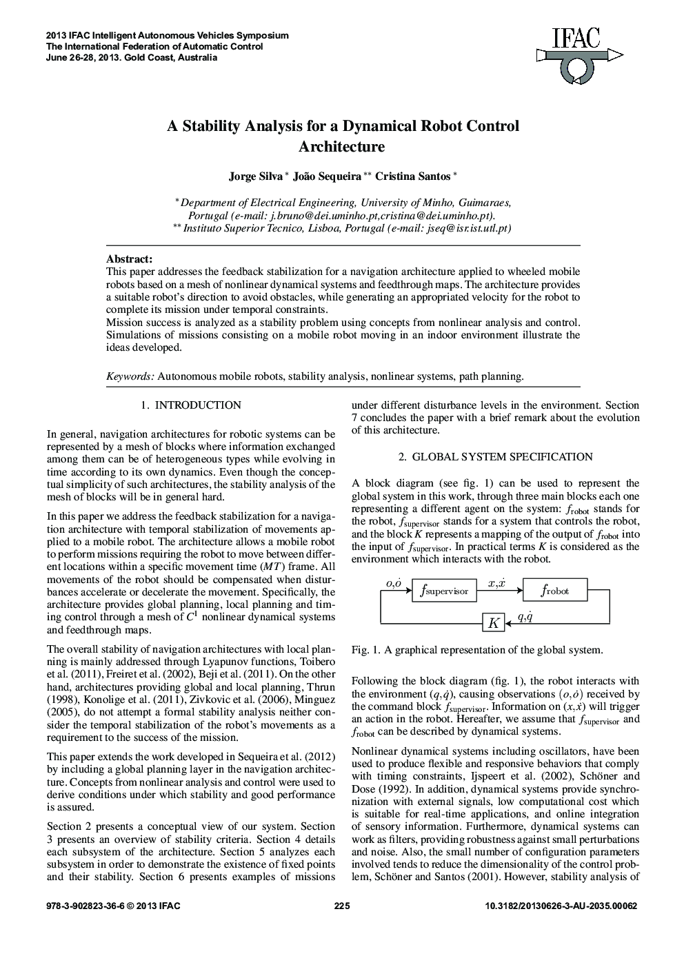 عکس صفحه اول مقاله: A Stability Analysis for a Dynamical Robot Control Architecture A Stability Analysis for a Dynamical Robot Control Architecture
