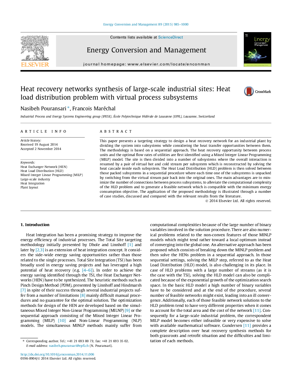 Heat recovery networks synthesis of large-scale industrial sites: Heat load distribution problem with virtual process subsystems