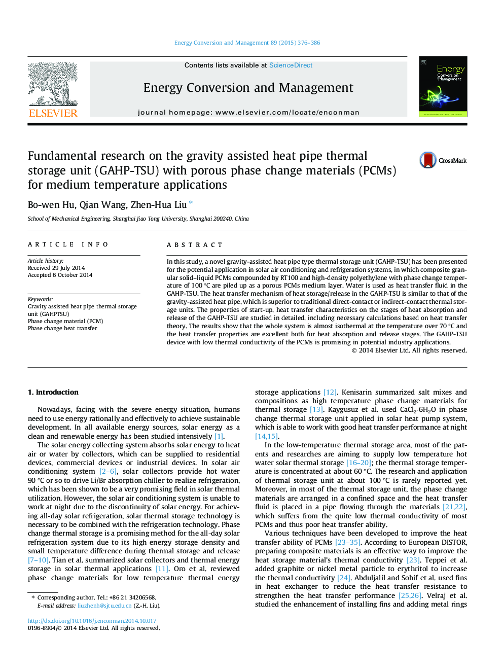 Fundamental research on the gravity assisted heat pipe thermal storage unit (GAHP-TSU) with porous phase change materials (PCMs) for medium temperature applications