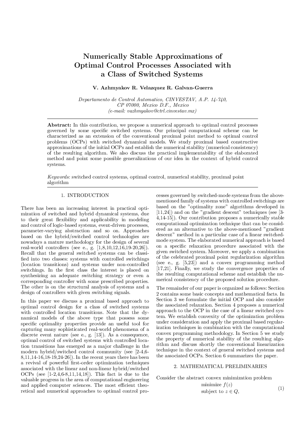 Numerically Stable Approximations of Optimal Control Processes Associated with a Class of Switched Systems