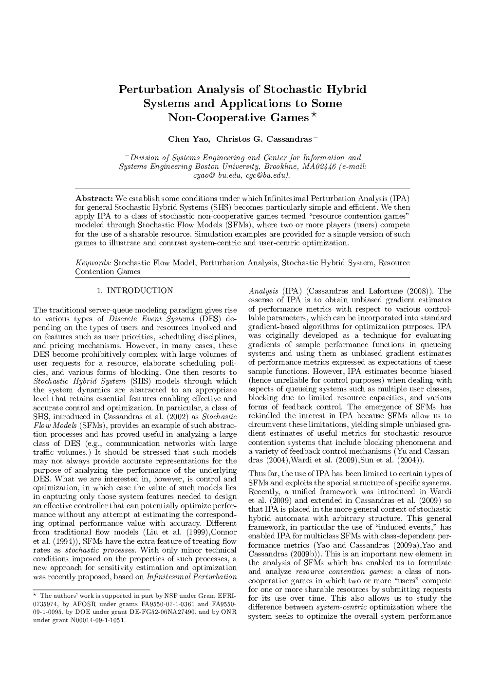 Perturbation Analysis of Stochastic Hybrid Systems and Applications to Some Non-Cooperative Games 