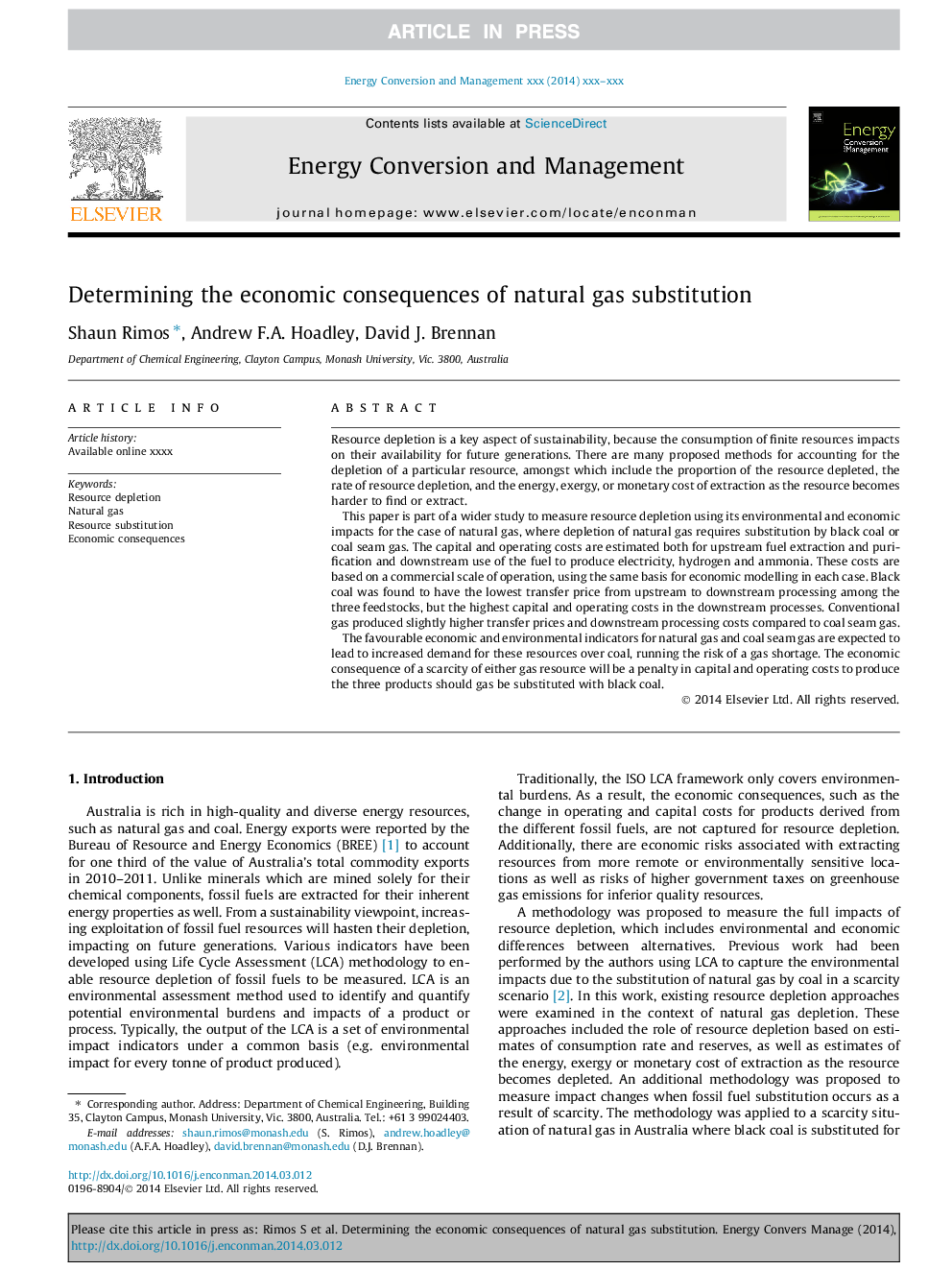 Determining the economic consequences of natural gas substitution