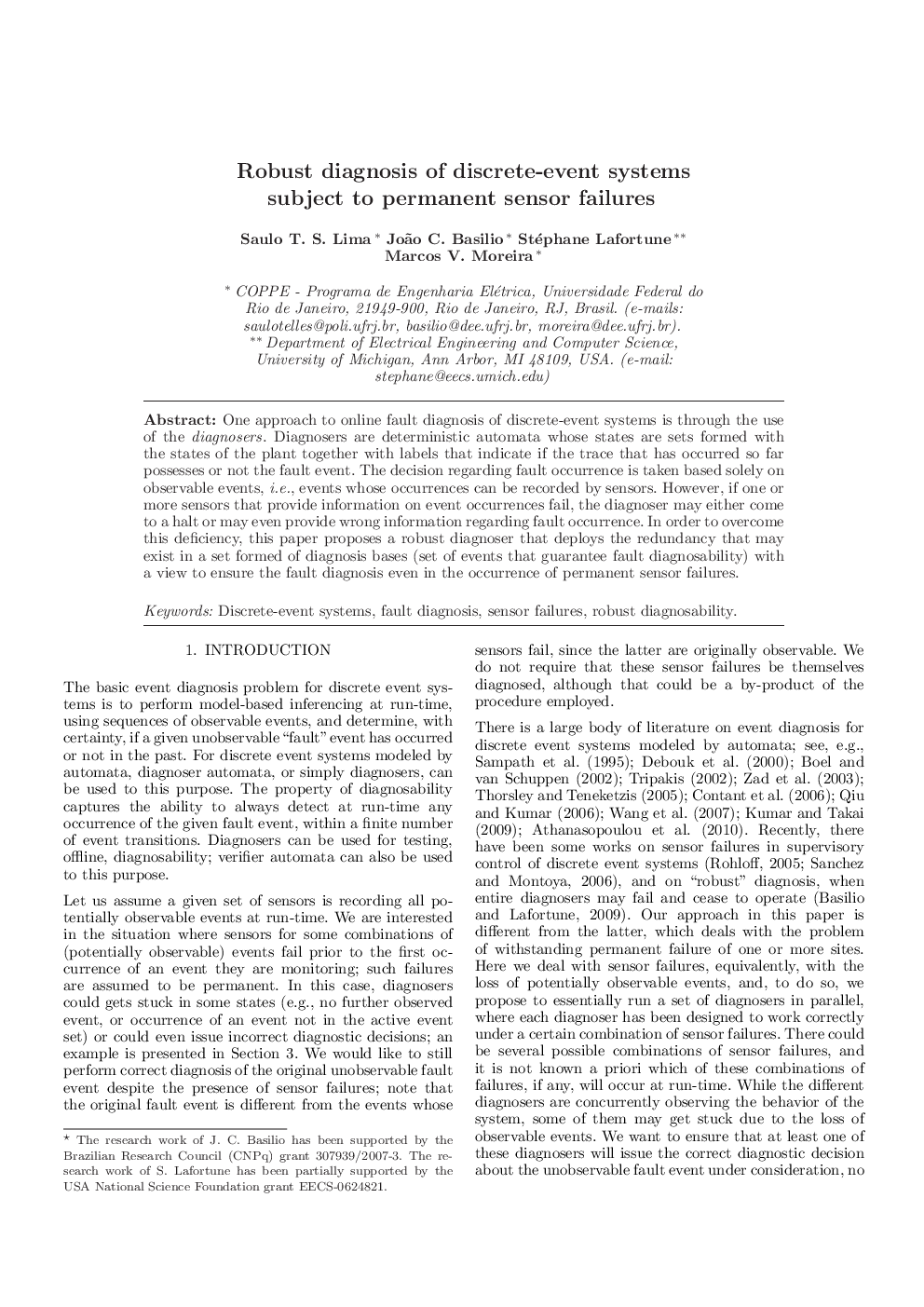 Robust diagnosis of discrete-event systems subject to permanent sensor failures 