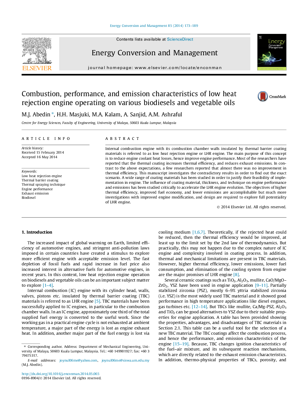 Combustion, performance, and emission characteristics of low heat rejection engine operating on various biodiesels and vegetable oils