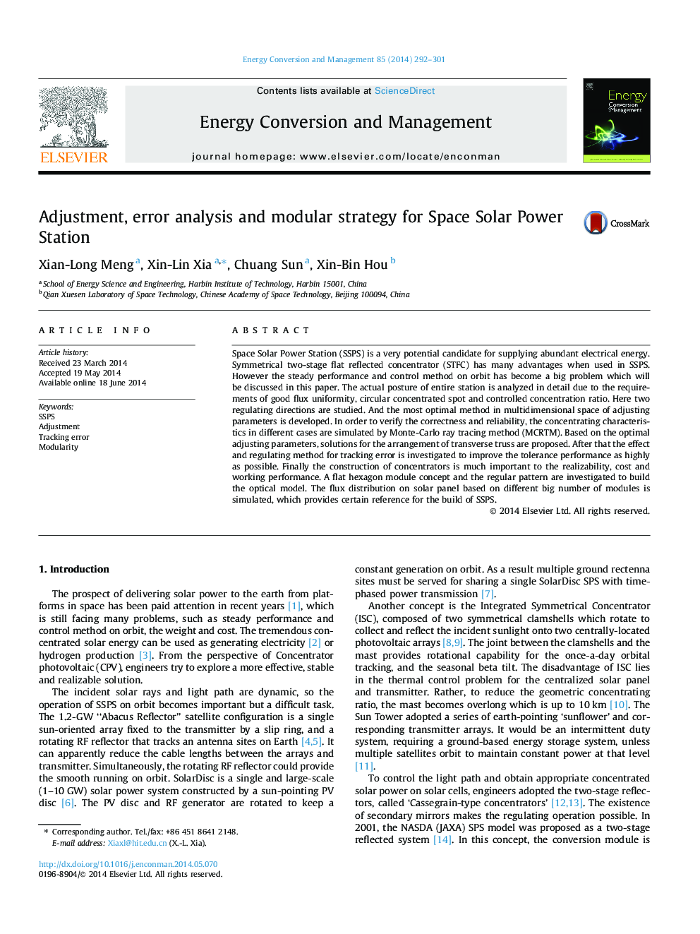 Adjustment, error analysis and modular strategy for Space Solar Power Station