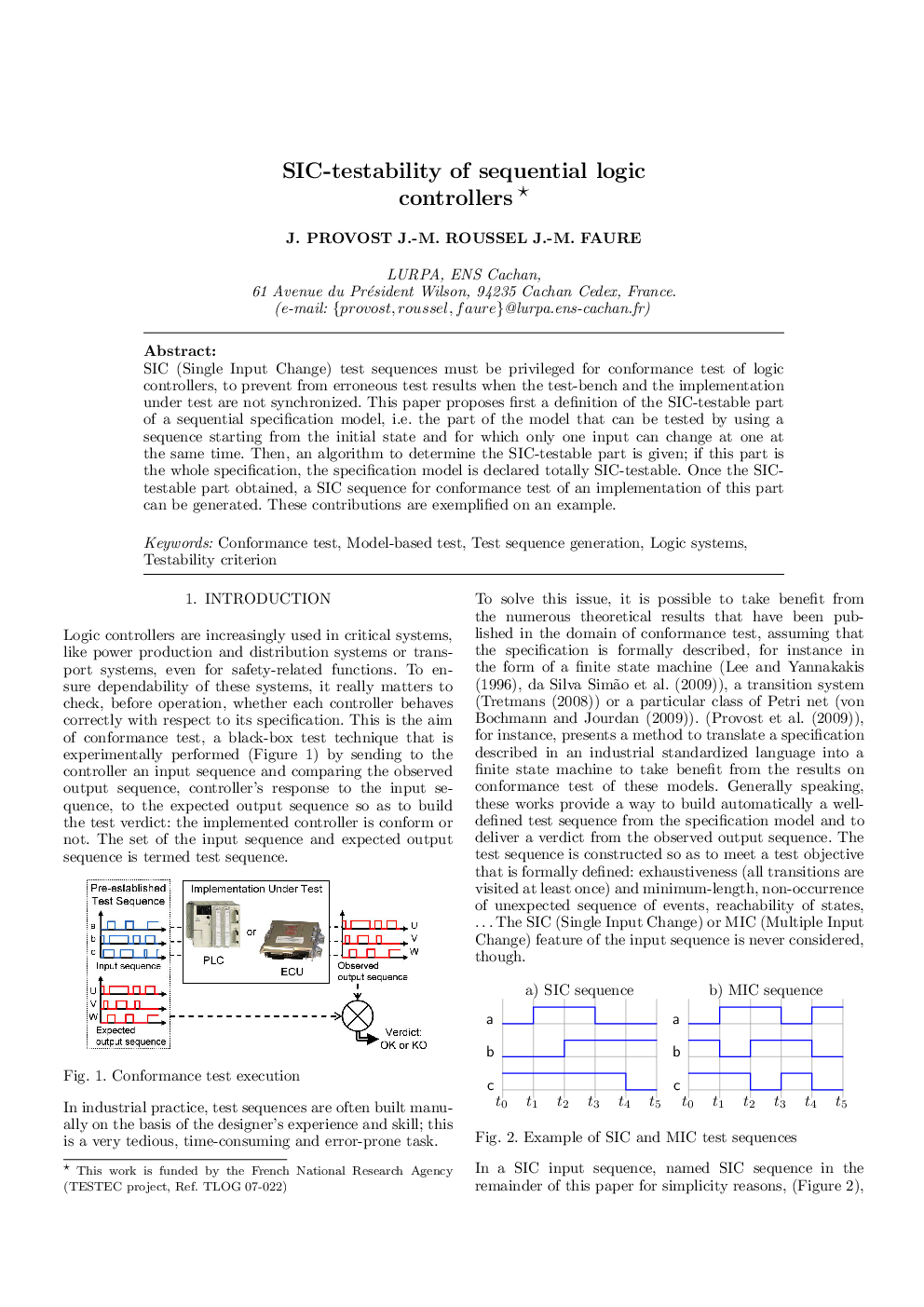 SIC-testability of sequential logic controllers 