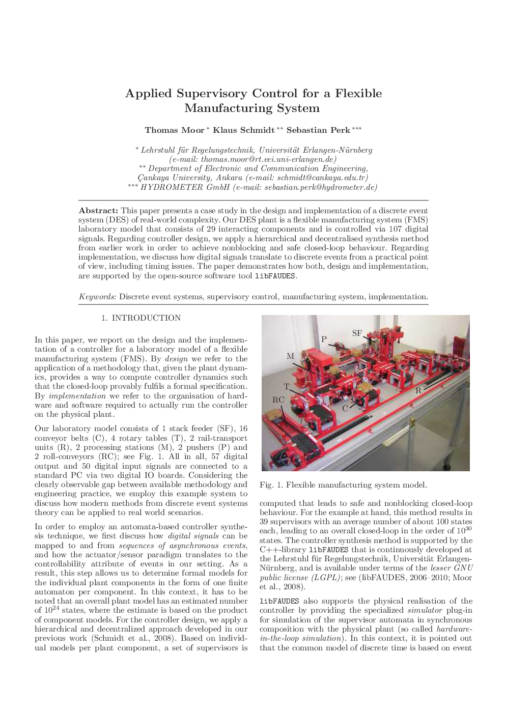 Applied Supervisory Control for a Flexible Manufacturing System