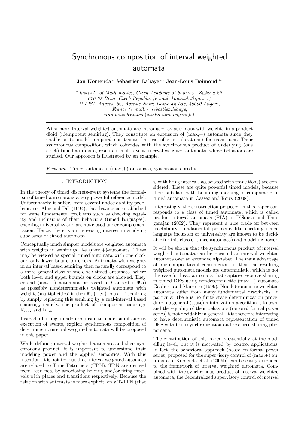 Synchronous composition of interval weighted automata