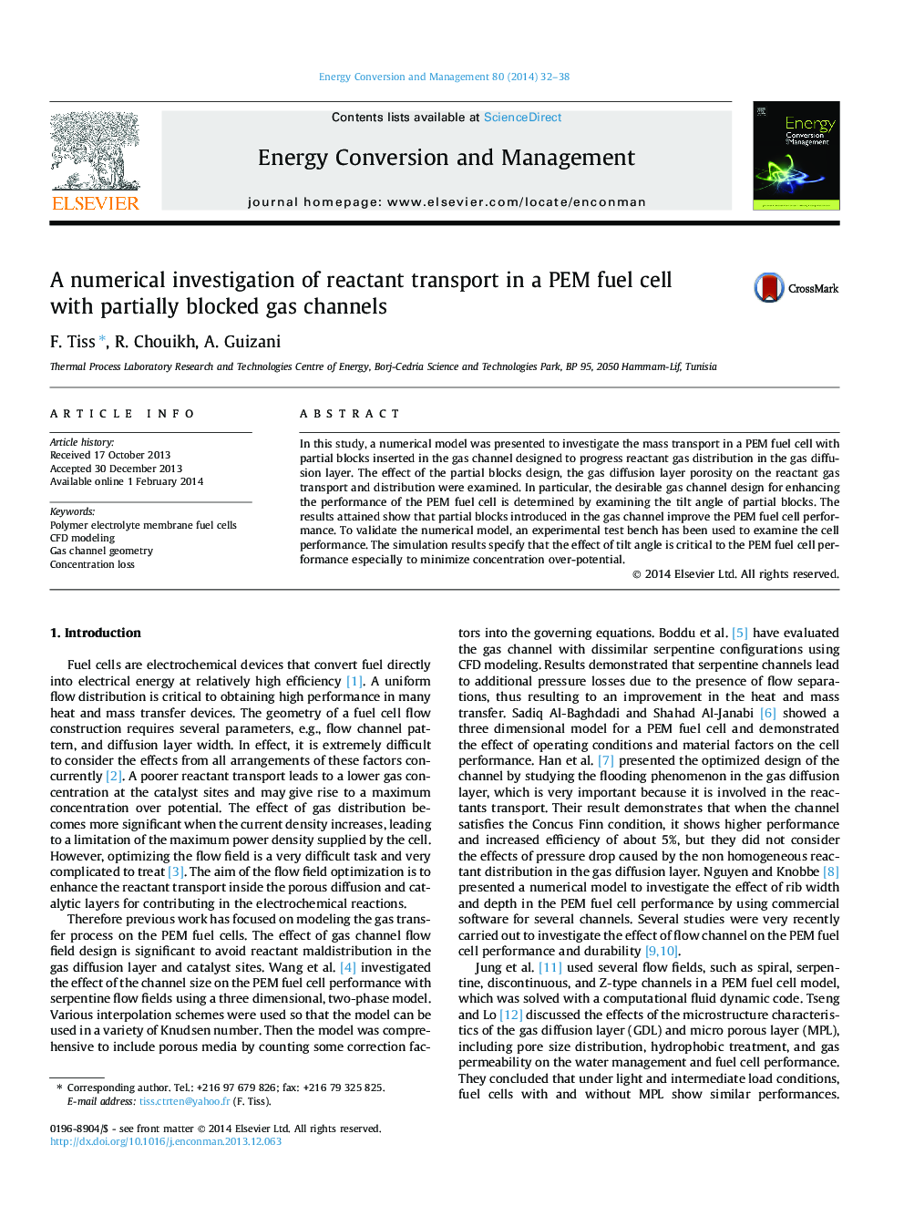 A numerical investigation of reactant transport in a PEM fuel cell with partially blocked gas channels